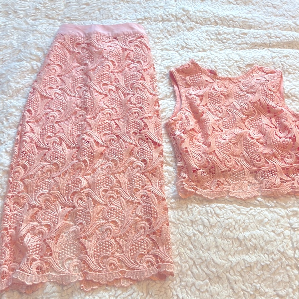 Pink 2 pieces skirt set .